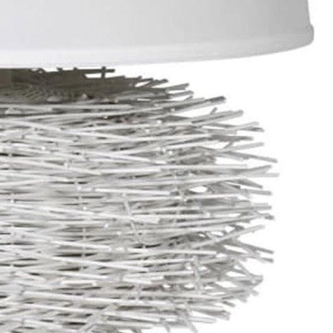 White Spike Cane Table Lamp